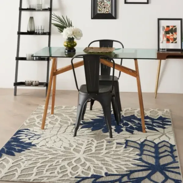 Outdoor Rugs-Kirkland's Home Bright Abstract Floral Outdoor Area Rug, 5X7 Blue/Red/Green