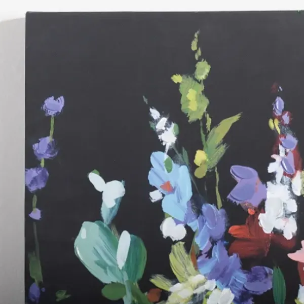 Canvas Art-Kirkland's Home Bright Floral And Black Canvas Art Print Black/Green