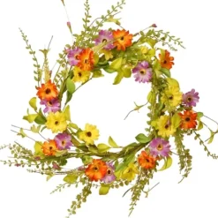 Wreaths-Kirkland's Home Bright Mixed Floral And Greenery Swirl Wreath Multi