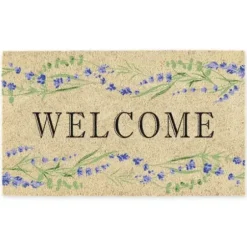 Doormats-Kirkland's Home Bright Summer Blossoms Coir Doormat Tan/Pink/Yellow