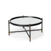 Coffee Tables-Kirkland's Home Bronze And Onyx Mirror Top Round Coffee Table