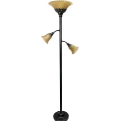 Floor Lamps-Kirkland's Home Bronze And 3-Scallop Glass Floor Lamp Tan