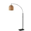 Floor Lamps-Kirkland's Home Bronze And Woven Rat Arc Floor Lamp Tan