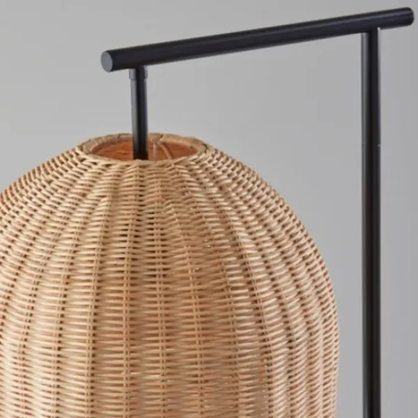 Floor Lamps-Kirkland's Home Bronze And Woven Rat Stem Floor Lamp Tan