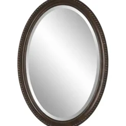 Decorative Mirrors-Kirkland's Home Bronze Beaded Frame Oval Mirror