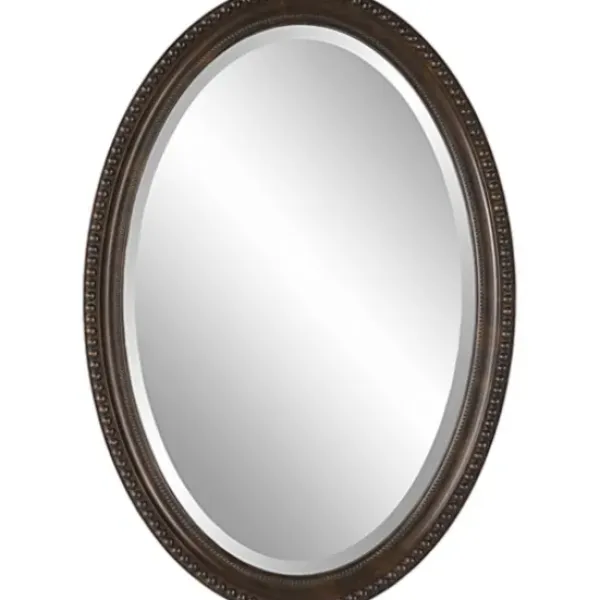 Decorative Mirrors-Kirkland's Home Bronze Beaded Frame Oval Mirror