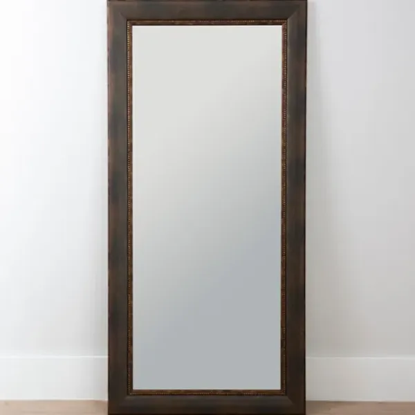 Full Length & Floor Mirrors-Kirkland's Home Bronze Beaded Framed Mirror, 31.4X65.4 In. Brown