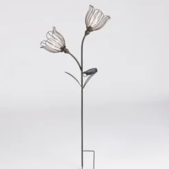 Outdoor Lighting-Kirkland's Home Bronze Flowers Solar Lantern Yard Stake Gold