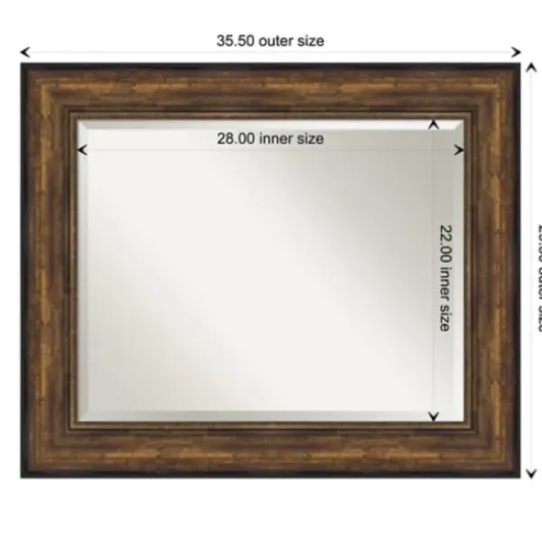 Decorative Mirrors-Kirkland's Home Bronze Frame Beveled Mirror, 35.5X29.5 In.