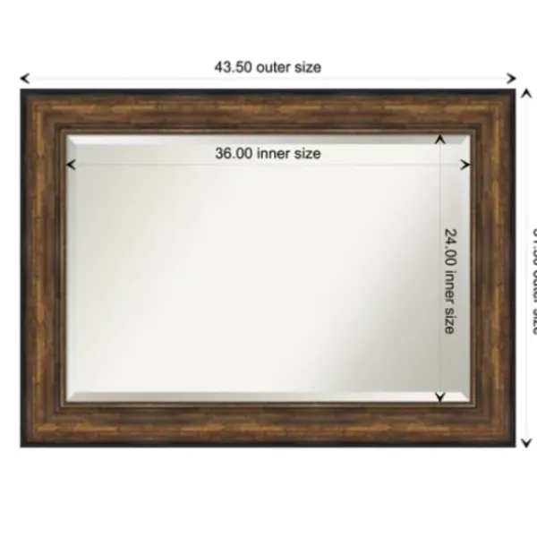 Decorative Mirrors-Kirkland's Home Bronze Frame Beveled Mirror, 43.5X31.5 In.