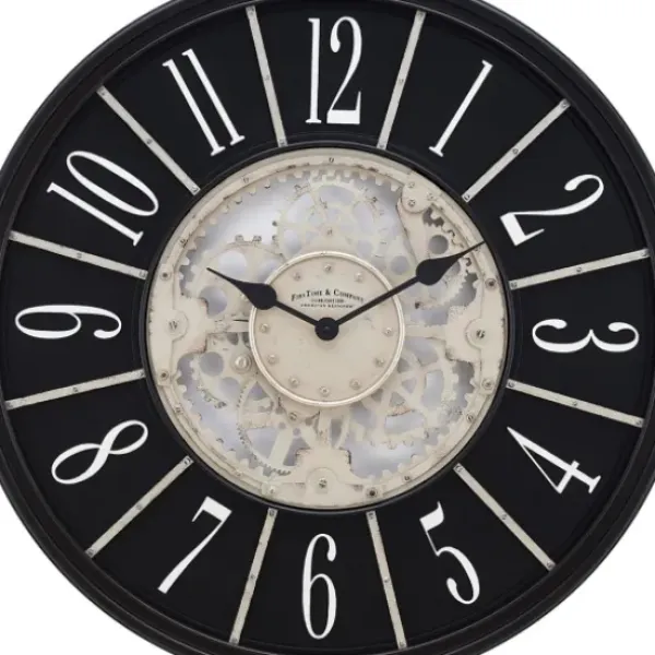 Clocks-Kirkland's Home Bronze Frame Montevello Gears Wall Clock Ivory