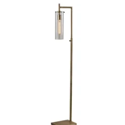 Floor Lamps-Kirkland's Home Bronze Glass Cylinder Shade Floor Lamp Clear