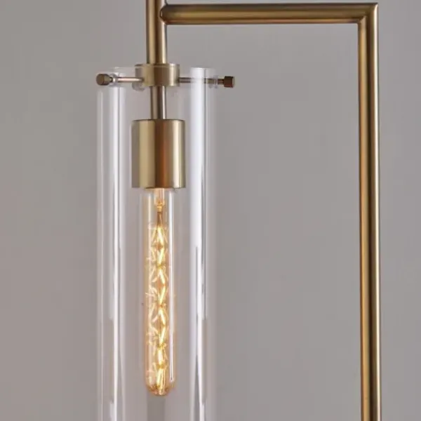 Floor Lamps-Kirkland's Home Bronze Glass Cylinder Shade Floor Lamp Clear