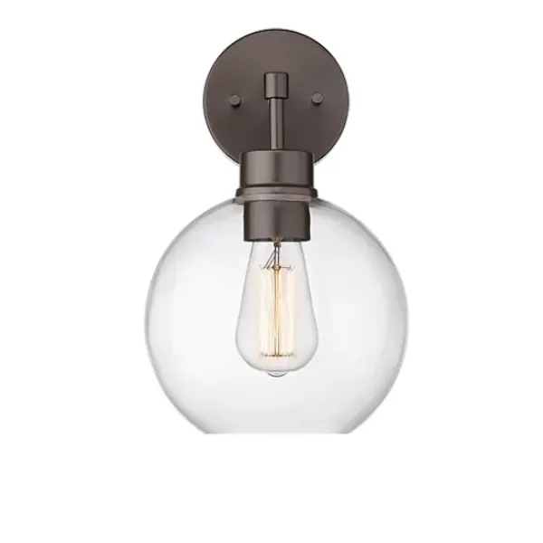 Outdoor Lighting-Kirkland's Home Bronze Glass Orb Outdoor Sconce Light Brown