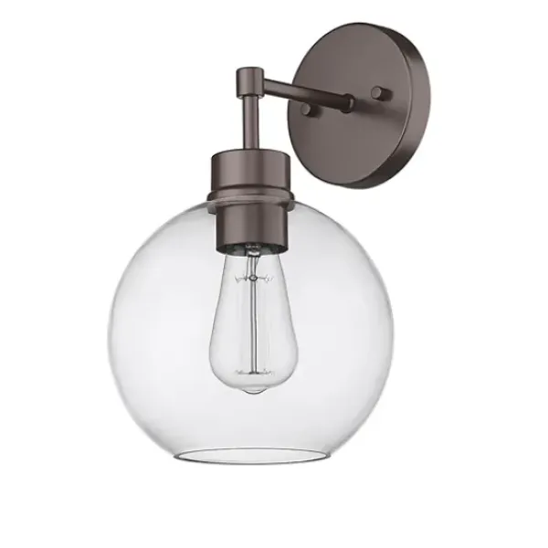 Outdoor Lighting-Kirkland's Home Bronze Glass Orb Outdoor Sconce Light Brown