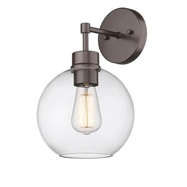 Outdoor Lighting-Kirkland's Home Bronze Glass Orb Outdoor Sconce Light Brown