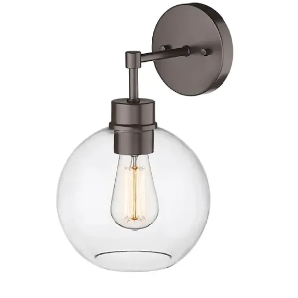 Outdoor Lighting-Kirkland's Home Bronze Glass Orb Outdoor Sconce Light Brown