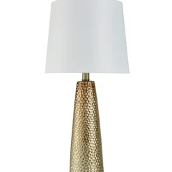 Table Lamps-Kirkland's Home Bronze Hammered Table Lamp White