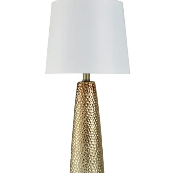 Table Lamps-Kirkland's Home Bronze Hammered Table Lamp White