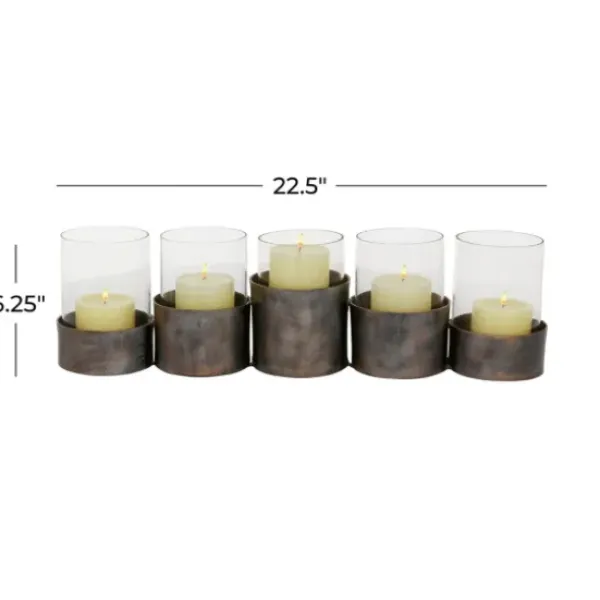 Candle Holders-Kirkland's Home Bronze Iron Runner Brown