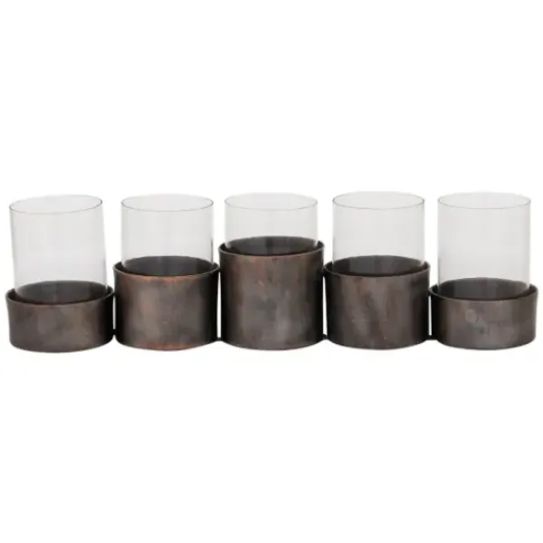 Candle Holders-Kirkland's Home Bronze Iron Runner Brown