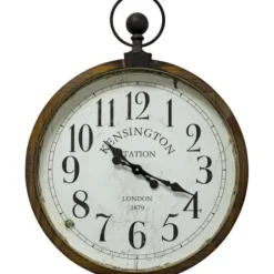 Clocks-Kirkland's Home Bronze Kensington Station Pocket Wall Clock