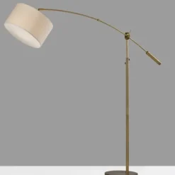 Floor Lamps-Kirkland's Home Bronze Metal Arched Oversized Shade Floor Lamp Brown