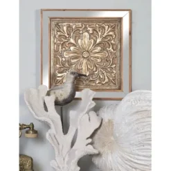 Wall Plaques-Kirkland's Home Bronze Metal Mirror Floral Wall Plaques, Set Of 3 Brown