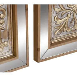 Wall Plaques-Kirkland's Home Bronze Metal Mirror Floral Wall Plaques, Set Of 3 Brown