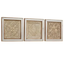 Wall Plaques-Kirkland's Home Bronze Metal Mirror Floral Wall Plaques, Set Of 3 Brown