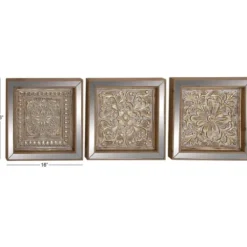 Wall Plaques-Kirkland's Home Bronze Metal Mirror Floral Wall Plaques, Set Of 3 Brown