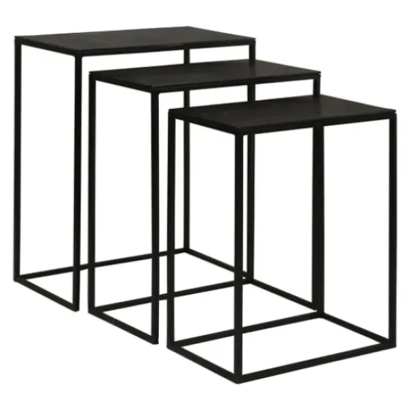 Accent & End Tables-Kirkland's Home Bronze Metal Nesting Side Tables, Set Of 3 Black