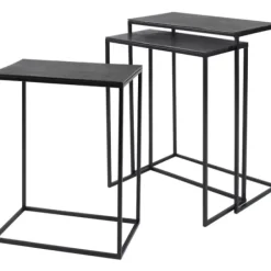 Accent & End Tables-Kirkland's Home Bronze Metal Nesting Side Tables, Set Of 3 Black