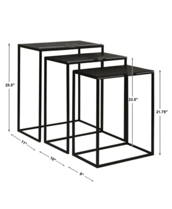 Accent & End Tables-Kirkland's Home Bronze Metal Nesting Side Tables, Set Of 3 Black