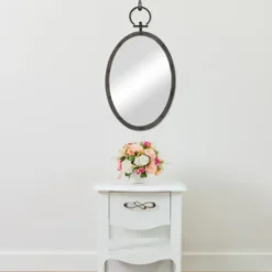 Decorative Mirrors-Kirkland's Home Bronze Metal Oval Ring And Rivet Trim Mirror