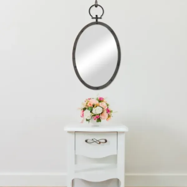 Decorative Mirrors-Kirkland's Home Bronze Metal Oval Ring And Rivet Trim Mirror