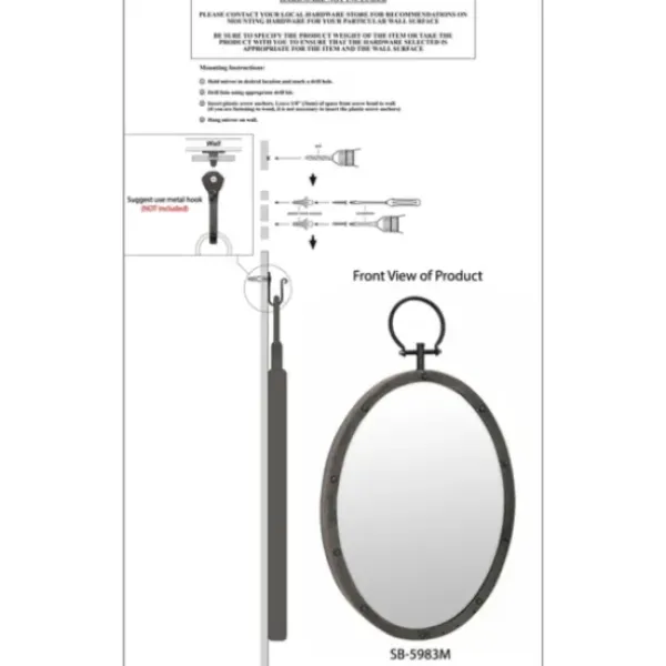 Decorative Mirrors-Kirkland's Home Bronze Metal Oval Ring And Rivet Trim Mirror