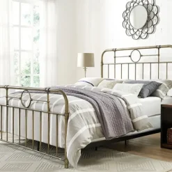 Beds & Headboards-Kirkland's Home Bronze Metal Pipe Queen Bed Gold