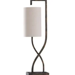 Table Lamps-Kirkland's Home Bronze Metal Wire Hourglass Table Lamp Tan