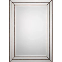Decorative Mirrors-Kirkland's Home Bronze Metallic Grooved Texture Wall Mirror Brown