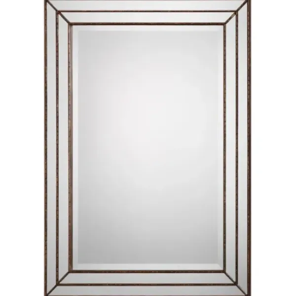 Decorative Mirrors-Kirkland's Home Bronze Metallic Grooved Texture Wall Mirror Brown