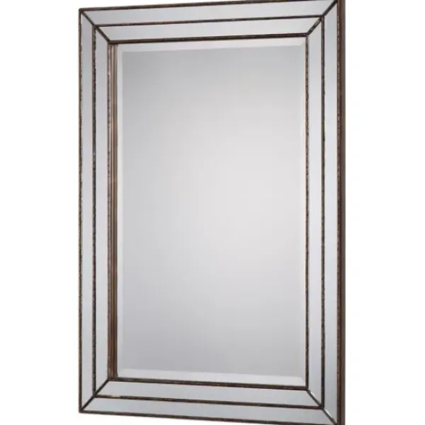 Decorative Mirrors-Kirkland's Home Bronze Metallic Grooved Texture Wall Mirror Brown