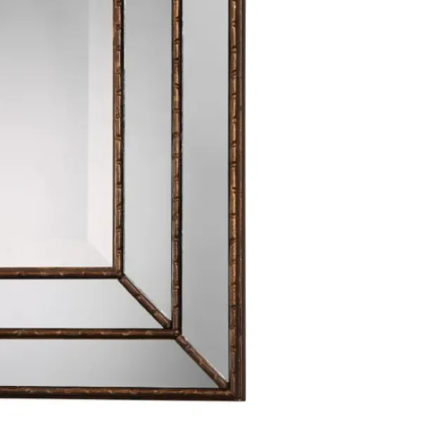 Decorative Mirrors-Kirkland's Home Bronze Metallic Grooved Texture Wall Mirror Brown