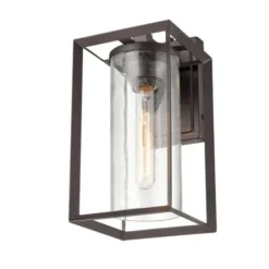 Outdoor Lighting-Kirkland's Home Bronze Open Seeded Glass Outdoor Sconce Brown