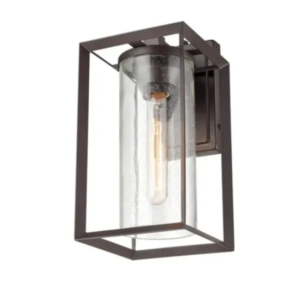 Outdoor Lighting-Kirkland's Home Bronze Open Seeded Glass Outdoor Sconce Brown