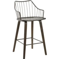 Bar Stools & Counter Height Stools-Kirkland's Home Bronze Poplar Wood Counter Stool Brown
