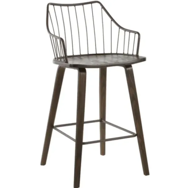 Bar Stools & Counter Height Stools-Kirkland's Home Bronze Poplar Wood Counter Stool Brown