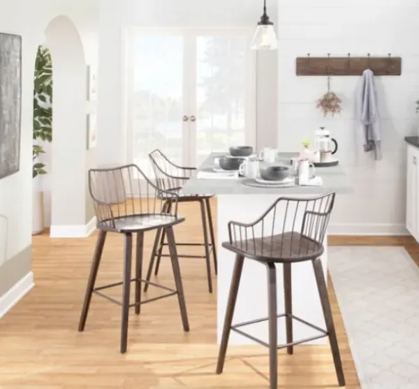 Bar Stools & Counter Height Stools-Kirkland's Home Bronze Poplar Wood Counter Stool Brown