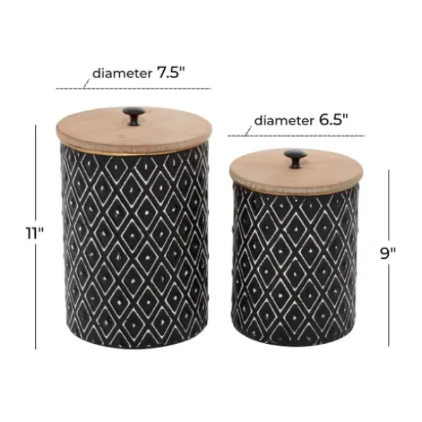 Decorative Bowls & Jars-Kirkland's Home Bronze Ribbed Ceramic Jars, Set Of 2 Brown