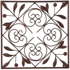 Wall Plaques-Kirkland's Home Bronze Scrollwork 4-Pc. Panel Wall Art Brown